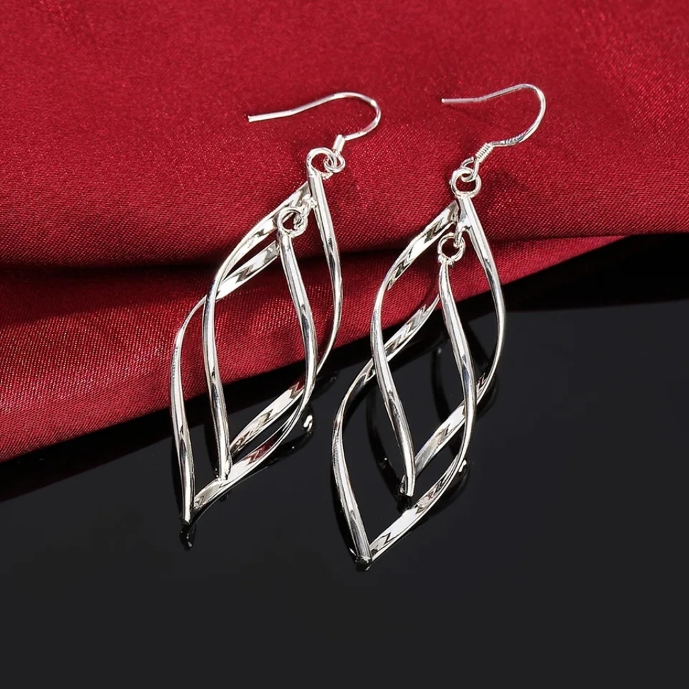 Twisted Dangle Earrings Sterling Silver - Picture 3 of 4